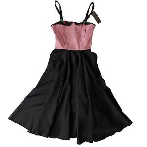 Rocksteady Gingham Cherry Swing Rockabilly Y2K Vintage Pinup Dress Size‎ XS USA